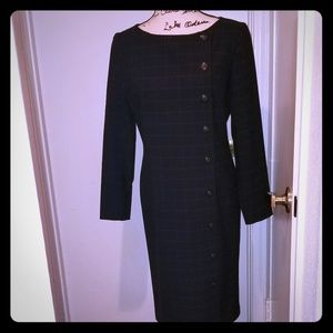 Navy and Gold Plaid Dress